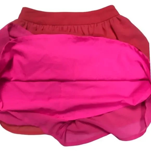 H&M Mini Skirt Neon Pink Red Layered skirt - Picture 2 of 4